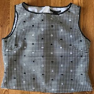 Black and white silk lined crop top